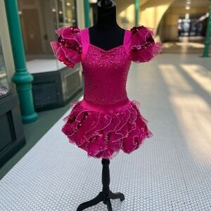 Vibrant Pink Ruffled Dance Dress
